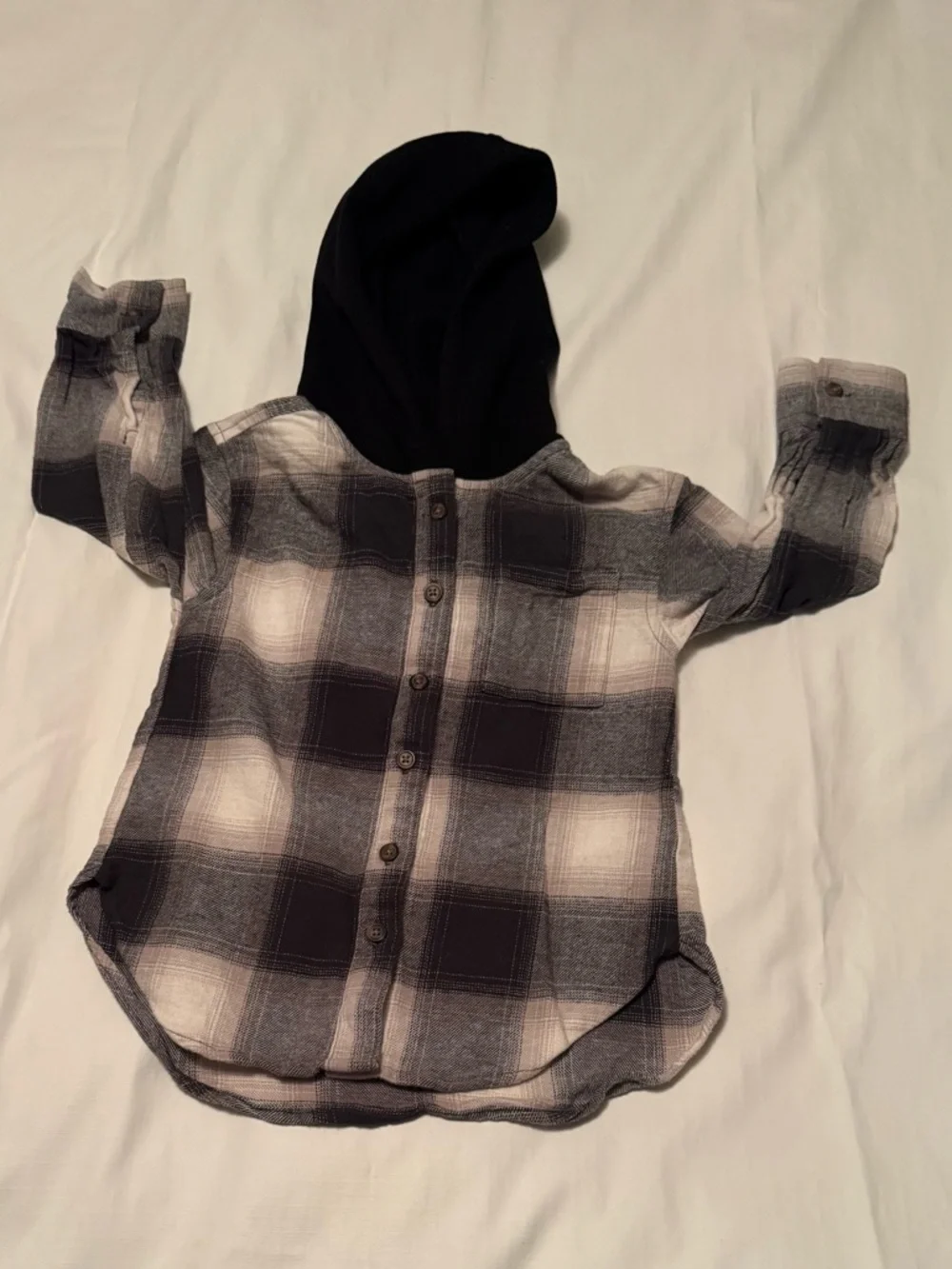 Old Navy Boys Plaid Hooded Flannel Shirt Jacket Shacket Size 5